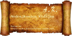 Andrejkovics Klára névjegykártya
