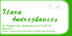 klara andrejkovics business card